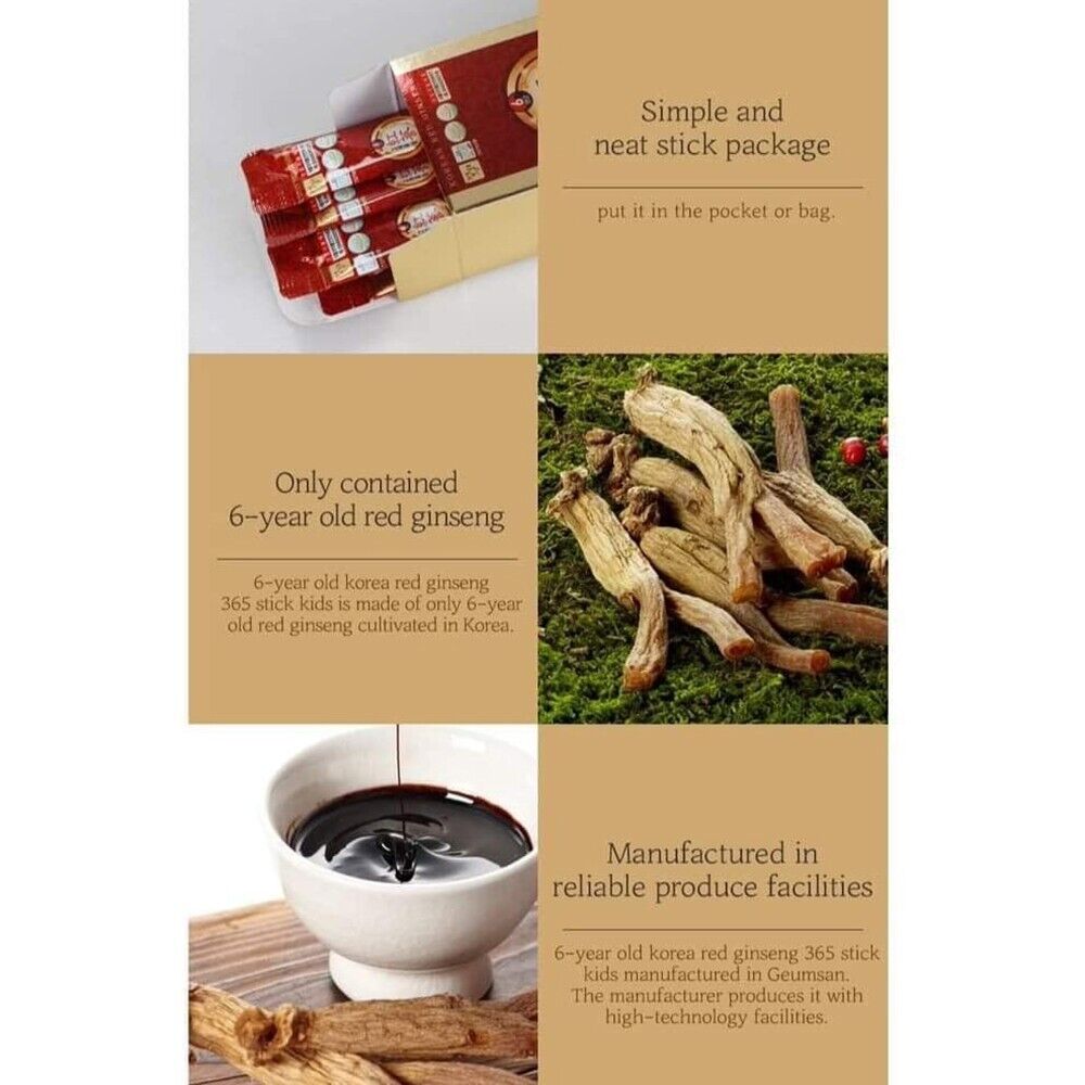 Jungwonsam Korean Red Ginseng Extract 365 Stick – 6-Year Root, 50 Sticks with Gift Bag