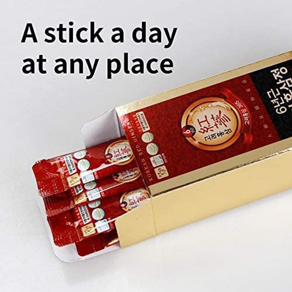 Jungwonsam Korean Red Ginseng Extract 365 Stick – 6-Year Root, 50 Sticks with Gift Bag
