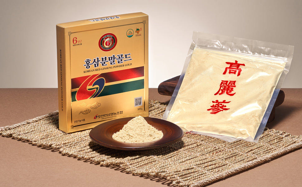 Pocheon Korean Red Ginseng Powder Gold – 100% Pure 6-Year-Old Root (300g)