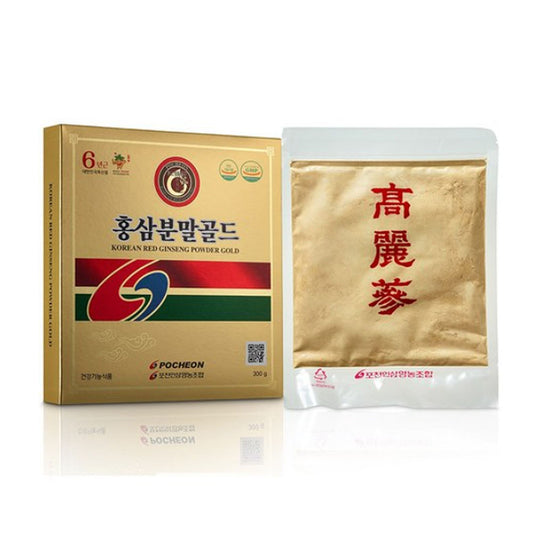 Pocheon Korean Red Ginseng Powder Gold – 100% Pure 6-Year-Old Root (300g)