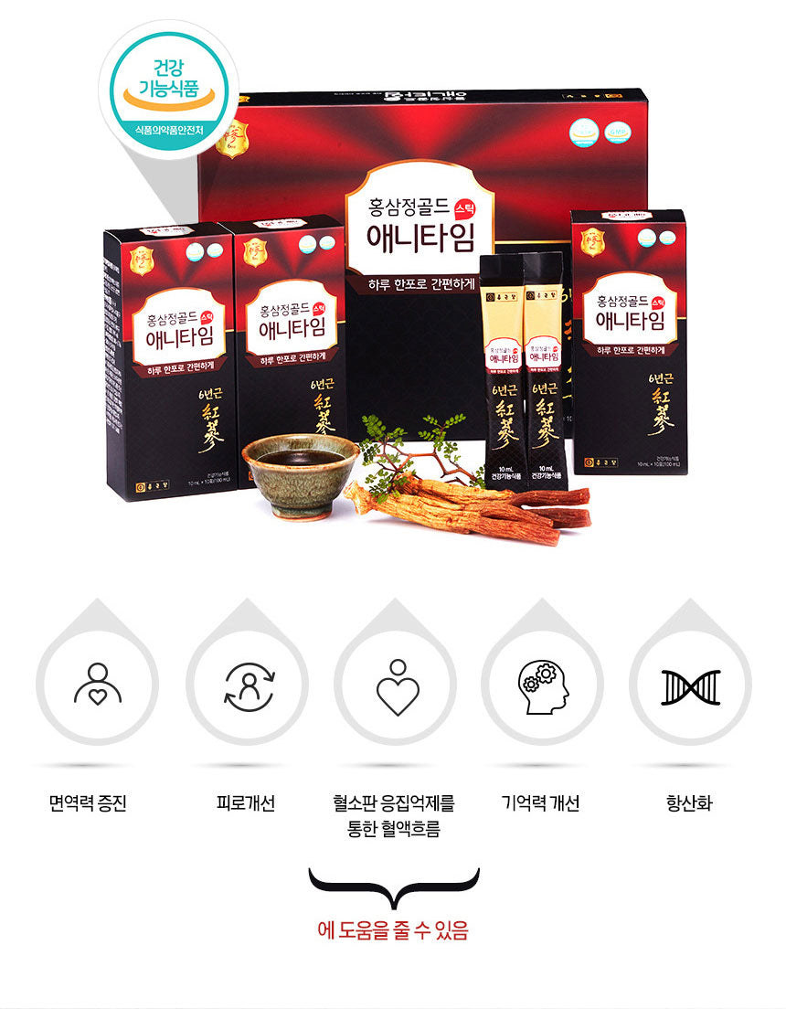 ChongKunDang Red Ginseng Anytime Gold Stick (30 Sticks) + Gift Bag