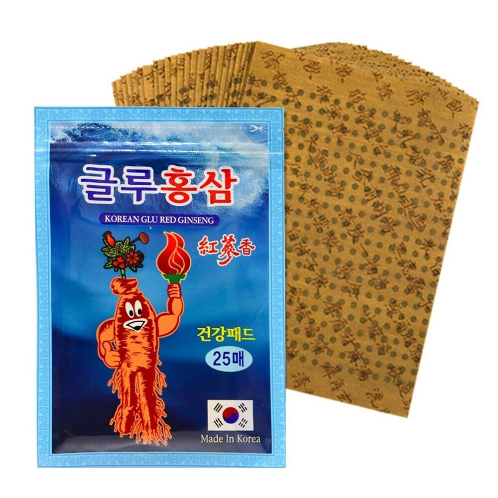 Korean Glu Red Ginseng Patch β 25 Sheets | Herbal Pain Relief
