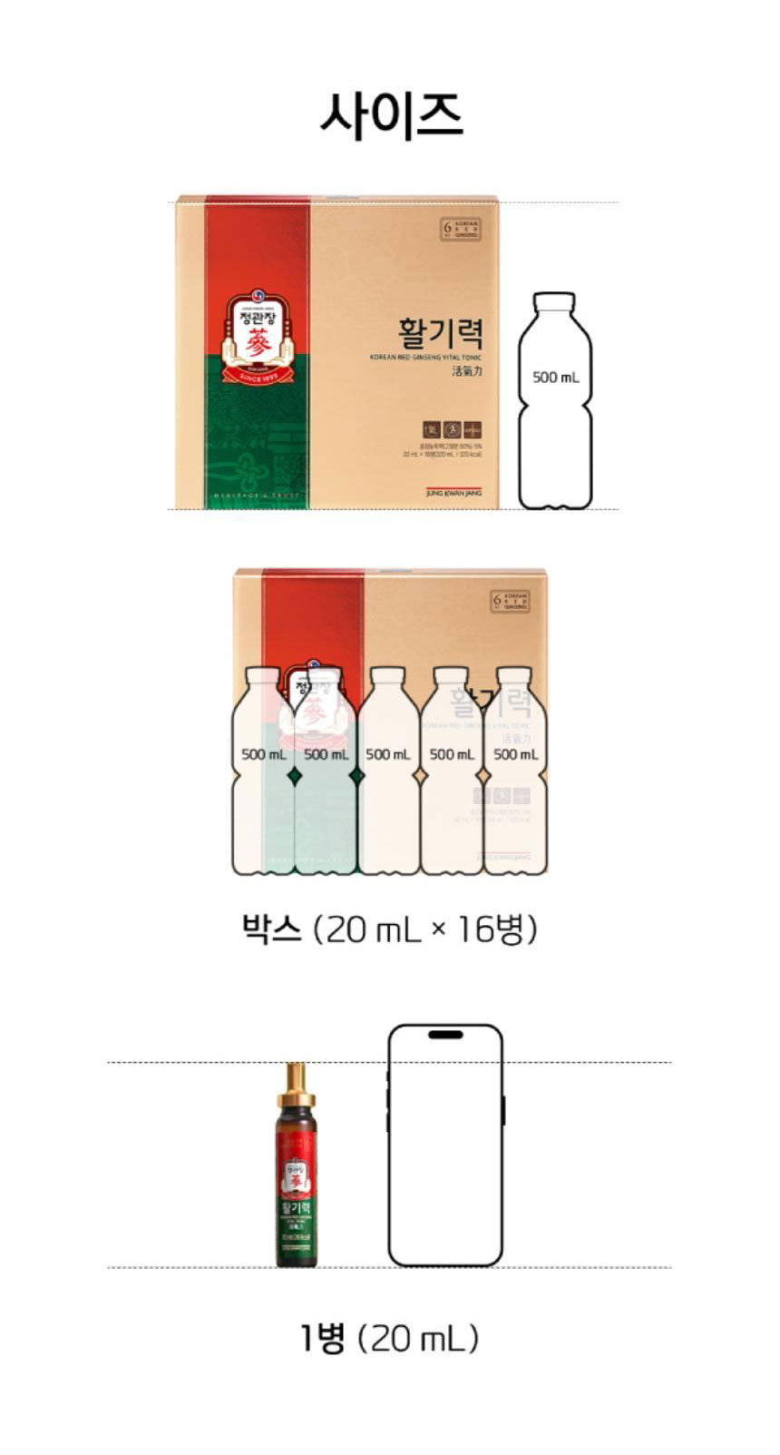 CheongKwanJang Vital Tonic – Korean Red Ginseng Drink (20ml × 16 Bottles)