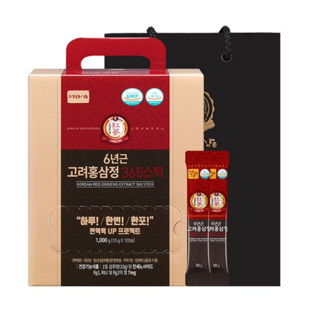 Jungwonsam 6-Year Korean Red Ginseng 365 Stick (100pcs / 1kg) + Gift Bag