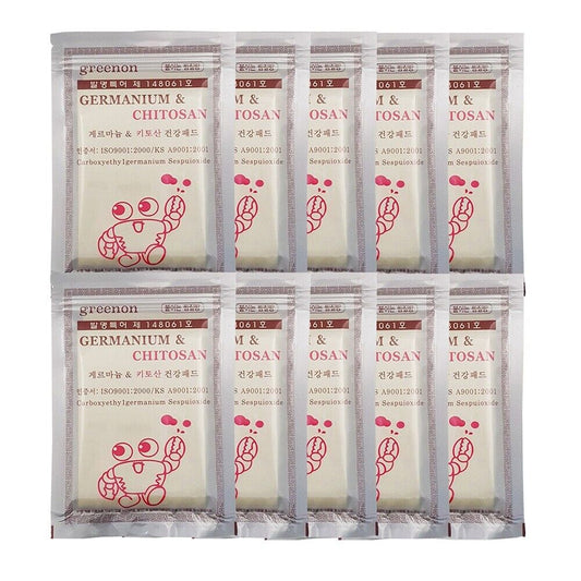 [10-Pack] Greenon Germanium & Chitosan Health Pad – 250 Sheets | Detox & Wellness Patch Made in Korea