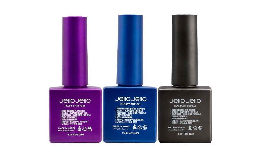 Jello Jello 3 Set Fixer Base Gel Glossy Top Gel Real Matt Top Gel K-Beauty