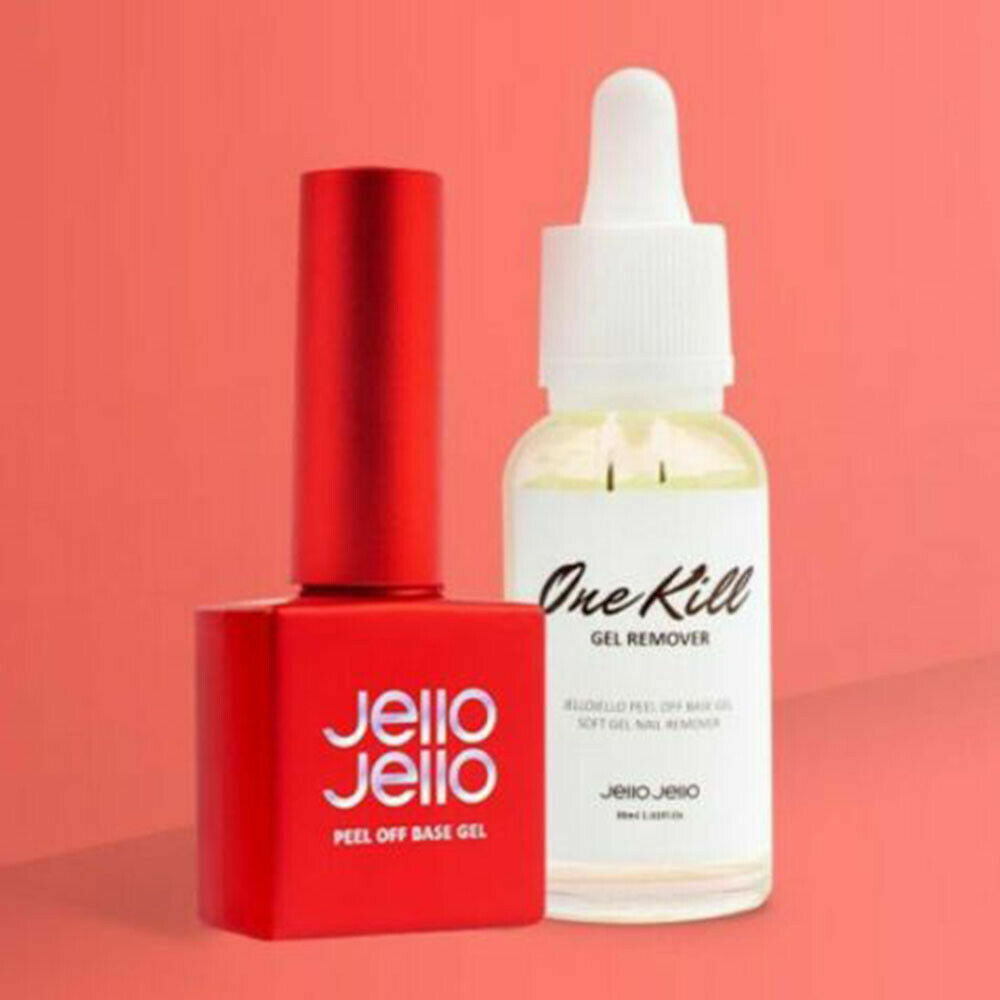 Jello Jello Peel Off Base Gel Exclusive One Key Remover + Glossy Top Gel Set