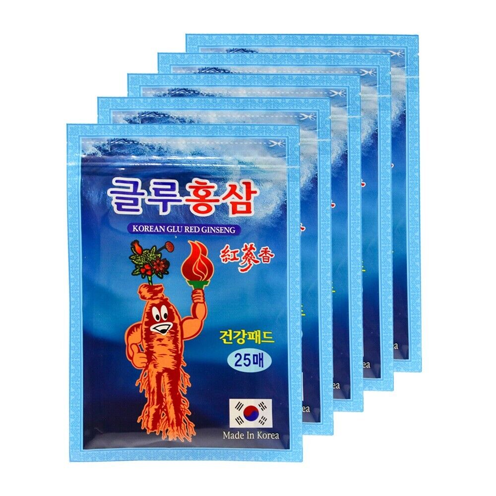 Hanil Korean Glu Red Ginseng Patch / Pain Relief Pad / Health Hot Pads / 5 Pack