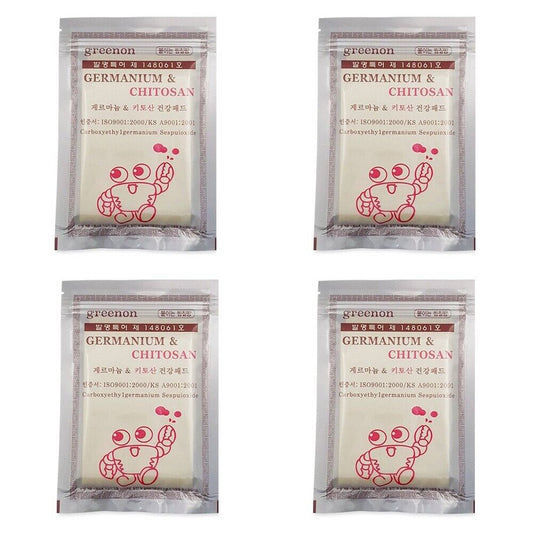 [4-Pack] Greenon Germanium & Chitosan Health Pad – 100 Sheets | Detox & Wellness Patch Made in Korea