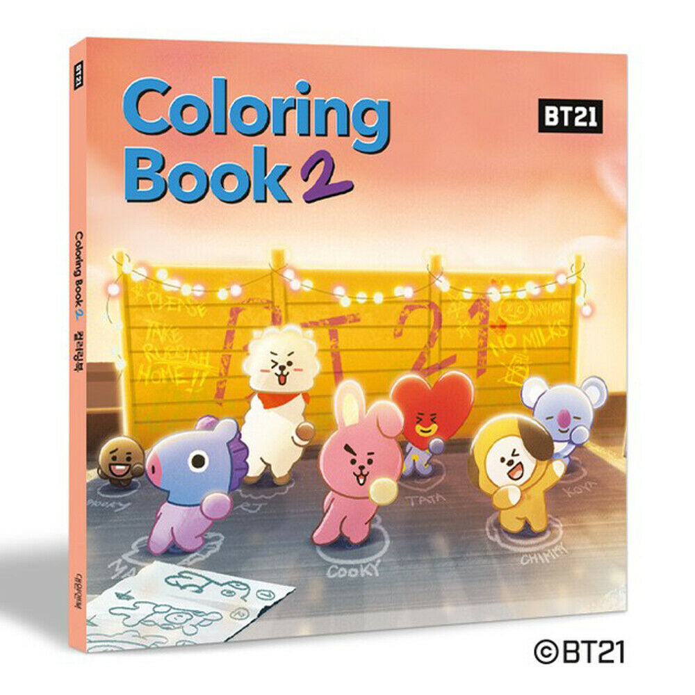 BTS Official Goods BT21 Coloring Book 2 + BTS Character 45 Sticker