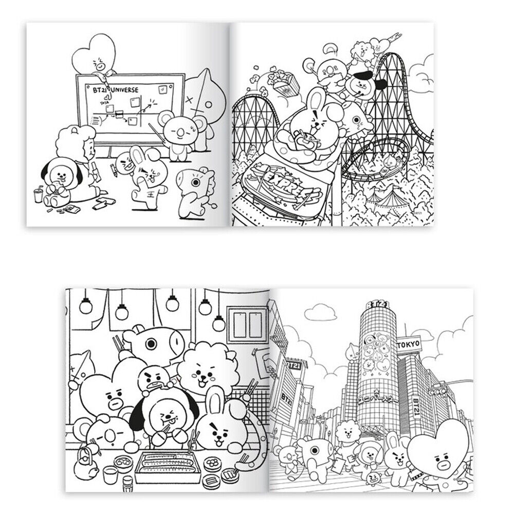 BTS Official Goods BT21 Coloring Book 2 + BTS Character 45 Sticker