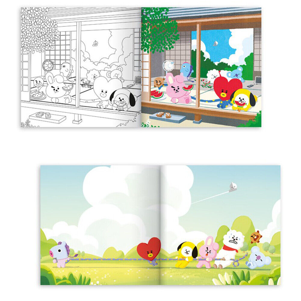 BTS Official Goods BT21 Coloring Book 2 + BTS Character 45 Sticker